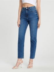 Jeansy mom tall - granatowy. Niebieskie jeansy Sinsay, l, bez wzorów. Za 59.99 zł.