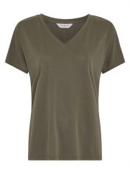 MOSS COPENHAGEN Koszulka w kolorze khaki rozmiar: S/M. Brązowe bluzki Moss Copenhagen, m, bez wzorów, bez kołnierzyka, bez ramiączek. Za 109.95 zł.
