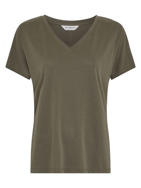 MOSS COPENHAGEN Koszulka w kolorze khaki rozmiar: S/M. Brązowe bluzki Moss Copenhagen, m, bez wzorów, bez kołnierzyka, bez ramiączek. Za 109.95 zł.