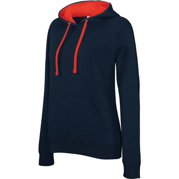 Bluza damska z kapturem Kariban Contrastée. Niebieskie bluzy KARIBAN, l, bez wzorów, z bawełny, z kapturem. Za 151.00 zł.