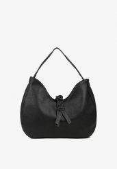 Czarna Torebka Typu Shopperka Hobo z Frędzlem i Plecionką Nalivesa. Czarne shopper Born2be, bez wzorów, z jeansu, bez dodatków. Za 169.99 zł.