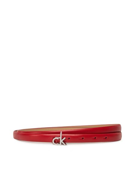 Calvin Klein Pasek Damski Ck Buckle Skinny Belt 1.5 K60K612932 Czerwony. Czerwone paski Calvin Klein, bez wzorów, ze skóry. Za 99.99 zł.
