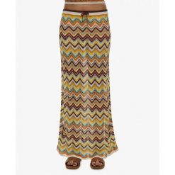 Długa spódnica z prążkowanej dzianiny w zygzaki dla kobiet Superdry. Zielone spódnice Superdry, na co dzień, bez wzorów, z dzianiny, casualowe, maxi, proste. Za 349.55 zł.