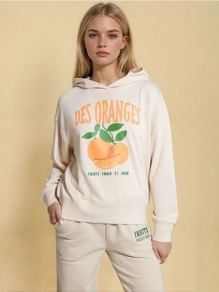 Bluza hoodie - kremowy. Białe bluzy Sinsay, l, bez wzorów, bez kaptura. Za 29.99 zł.
