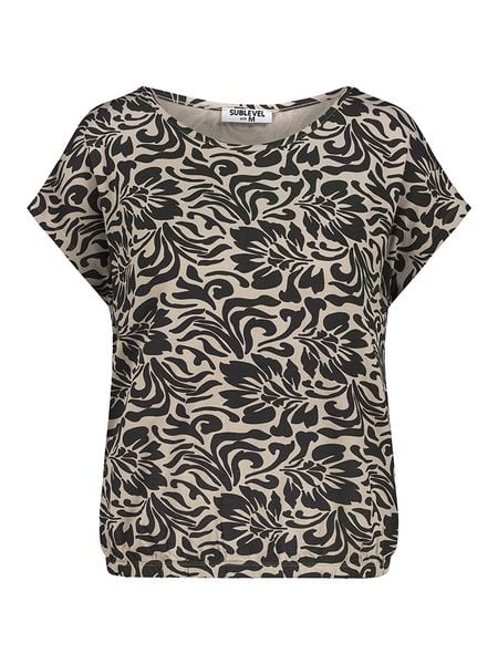 Sublevel Koszulka w kolorze beżowo-czarnym rozmiar: XXL. Brązowe bluzki Sublevel, xxl, bez wzorów, bez kołnierzyka, bez ramiączek. Za 52.42 zł.