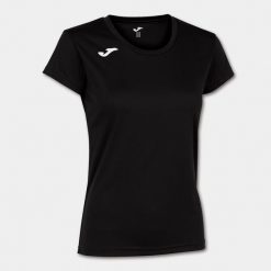 Koszulka do biegania damska Joma Record II z krótkim rękawem. Czarne bluzki Joma, xl, bez wzorów, sportowe, bez kołnierzyka, bez ramiączek. Za 55.99 zł.