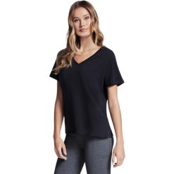 Koszulka damskie Skechers Pima V Neck Tee. Czarne koszulki sportowe Skechers, bez wzorów, z bawełny, bez ramiączek. Za 290.00 zł.
