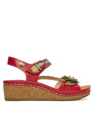 Laura Vita Sandały Facscineo 09 Czerwony. Czerwone sandały Laura Vita, bez wzorów, ze skóry, bez obcasa, na koturnie, bez zapięcia. Za 429.99 zł.