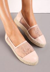 Różowe Espadryle z Cholewką z Siatki na Podeszwie ze Sznurka Chenthe. Czerwone espadryle Renee, bez wzorów, z jeansu, bez obcasa, bez zapięcia. Za 39.99 zł.