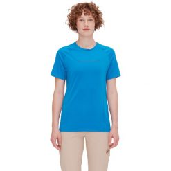 Koszulka sportowa damska Mammut Selun Fl Logo. Niebieskie koszulki sportowe Mammut, bez wzorów, z bawełny, bez ramiączek, trekkingowe. Za 375.00 zł.