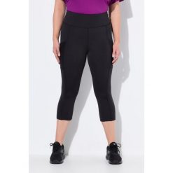 Damskie Legginsy 3/4 długość do łydek wysoki stan szybkoschnący materiał. Czarne legginsy Ulla Popken, plus size, bez wzorów, z elastanu, z podwyższonym stanem. Za 244.99 zł.