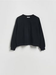 Bluza z modalem - czarny. Czarne bluzy Reserved, l, bez wzorów, z dzianiny, bez kaptura. Za 109.99 zł.