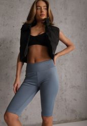 Jasnoniebieskie Szorty Bikery High Waist z Wyszczuplającym Pasem Briarrose. Niebieskie szorty Renee, bez wzorów, casualowe, z podwyższonym stanem. Za 39.99 zł.