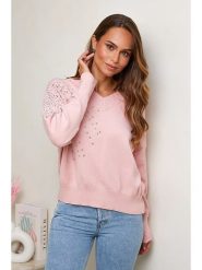Soft Cashmere Sweter w kolorze jasnoróżowym rozmiar: 38/40. Różowe swetry Soft Cashmere, bez wzorów, bez ramiączek. Za 105.63 zł.