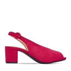 Sandały JENNY. Czerwone sandały Jenny, bez wzorów, bez obcasa, na słupku, bez zapięcia. Za 99.99 zł.