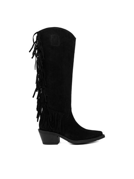 Badura Kozaki EO-AZARIA-0791-25 Czarny. Czarne kozaki Badura, ze skóry, bez obcasa, na słupku, bez zapięcia. Za 579.99 zł.