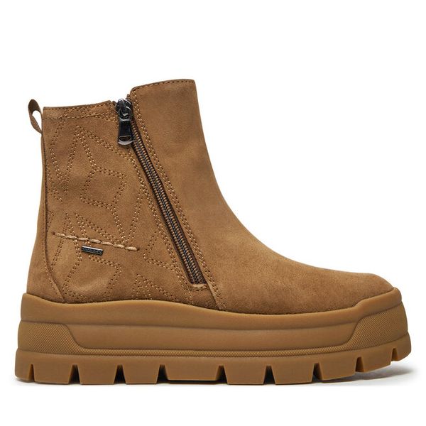 Botki Geox. Brązowe botki Geox, bez wzorów, bez obcasa, na płaskiej podeszwie, bez zapięcia. Za 419.99 zł.