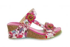 Klapki Laura Vita Bonito 22 Fushia 202047, Różowy, Skóra naturalna - 38. Czerwone klapki Laura Vita, z aplikacjami, z materiału, bez obcasa, na koturnie. W wyprzedaży za 249.00 zł.