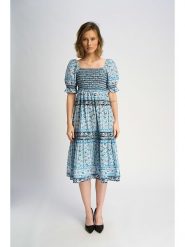 Marks & Spencer Sukienka w kolorze niebiesko-białym rozmiar: 36. Białe sukienki Marks & Spencer, bez wzorów, z bawełny, bez kołnierzyka, bez ramiączek, midi. Za 88.95 zł.