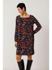 SKFK Sukienka "Rakel" w kolorze czerwono-niebiesko-czarnym rozmiar: 42. Czarne sukienki SKFK, na co dzień, bez wzorów, z bawełny, bez kołnierzyka, bez ramiączek, mini, proste. Za 187.99 zł.