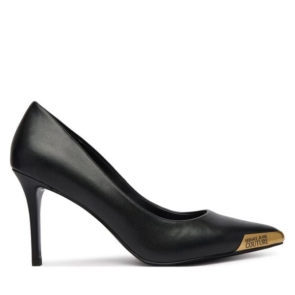Szpilki Versace Jeans Couture. Czarne szpilki Versace Jeans Couture, bez wzorów, z jeansu, bez obcasa, na szpilce, bez zapięcia. Za 581.99 zł.