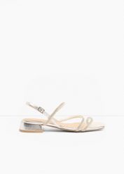 Sandały z paseczkami i kryształkami. Szare sandały bonprix, bez wzorów, glamour, bez obcasa, bez zapięcia. Za 119.99 zł.