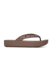 Crocs Japonki "Platform Geometrc" w kolorze jasnobrązowym rozmiar: 34/35. Brązowe klapki Crocs, bez wzorów, z otwartym noskiem, bez obcasa, na platformie. Za 125.45 zł.