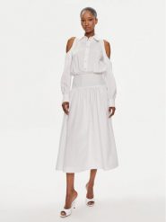 Pinko Sukienka koszulowa Hazzard 103630 A1X8 Biały Regular Fit. Białe sukienki Pinko, bez wzorów, z bawełny, bez kołnierzyka, bez ramiączek, koszulowe. Za 589.99 zł.