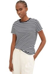 Tom Tailor Koszulka w kolorze biało-czarnym rozmiar: XS. Białe bluzki Tom Tailor, xs, bez wzorów, z bawełny, bez kołnierzyka, bez ramiączek. Za 32.90 zł.