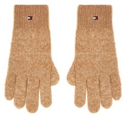Rękawiczki Damskie Tommy Hilfiger. Brązowe rękawiczki TOMMY HILFIGER, bez wzorów, z dzianiny. Za 169.99 zł.