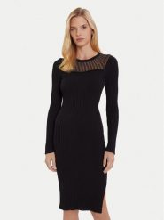 Morgan Sukienka dzianinowa 252-RMAN Czarny Slim Fit. Czarne sukienki Morgan, xl, bez wzorów, z dzianiny, bez kołnierzyka, bez ramiączek. Za 366.84 zł.