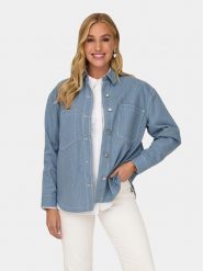 ONLY Koszula Merle 15312897 Niebieski Loose Fit. Niebieskie koszule Only, s, bez wzorów, z syntetyku, bez kołnierzyka, bez ramiączek. Za 119.99 zł.