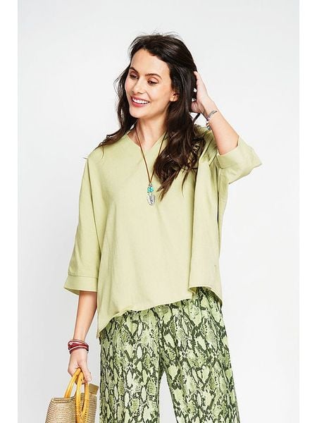 Le Jardin du Lin Bluzka w kolorze jasnozielonym rozmiar: 38. Zielone bluzki Le jardin du lin, bez wzorów, klasyczne, bez kołnierzyka, bez ramiączek. Za 145.60 zł.