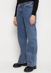 Niebieskie Szerokie Jeansy z Wiskozą z Regularnym Stanem Setve. Niebieskie jeansy Born2be, l, bez wzorów. Za 129.99 zł.