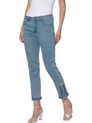 Heine Dżinsy - Slim fit - w kolorze błękitnym rozmiar: 40. Niebieskie jeansy Heine, z aplikacjami. Za 101.23 zł.