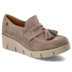 Beżowe Półbuty Maciejka Skórzane Buty Na Koturnie. Brązowe czółenka Maciejka, z aplikacjami, ze skóry, bez obcasa, na koturnie, bez zapięcia. Za 269.00 zł.