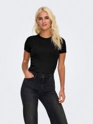 ONLY Koszulka w kolorze czarnym rozmiar: XL. Czarne bluzki Only, xl, bez wzorów, bez kołnierzyka, bez ramiączek. Za 48.62 zł.