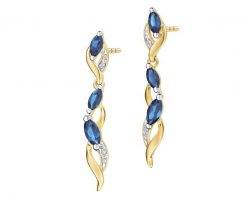 Kolczyki z żółtego złota z diamentami i szafirami - próba 375. Żółte kolczyki Apart, z diamentem, złote. Za 1,490.00 zł.