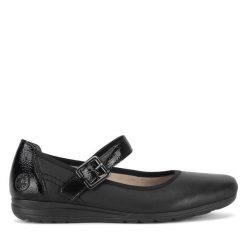Baleriny Rieker. Czarne baleriny Rieker, bez wzorów, bez obcasa. Za 219.99 zł.