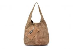 Shopperka taupe skórzana N88. Szare shopper bez wzorów, z materiału, na ramię, zamszowe, bez dodatków. Za 153.99 zł.