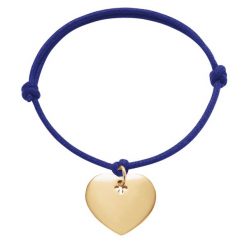 Bransoletka z pozłacanym sercem na grubym chabrowym sznurku. Niebieskie bransoletki Lilou, pozłacane. Za 149.00 zł.