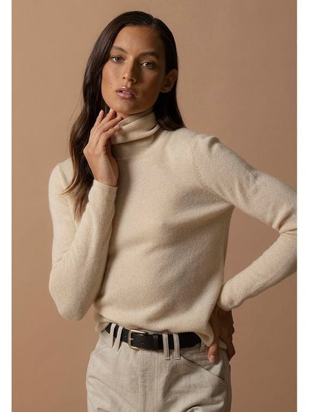 Perfect Cashmere Kaszmirowy golf "Ashley" w kolorze beżowym rozmiar: M. Brązowe golfy Perfect Cashmere, m, bez wzorów, z kaszmiru, bez ramiączek. Za 349.73 zł.