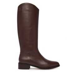 Kozaki LAUREN RALPH LAUREN. Brązowe kozaki Lauren Ralph Lauren, bez obcasa, na płaskiej podeszwie, bez zapięcia. Za 1,599.00 zł.
