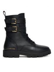 Tommy Hilfiger Botki Biker Laceup FW0FW08986 Czarny. Czarne botki TOMMY HILFIGER, bez wzorów, ze skóry, bez obcasa, na płaskiej podeszwie, bez zapięcia. Za 899.99 zł.
