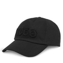 Czapka z daszkiem HUGO. Czarne czapki Hugo, bez wzorów. Za 139.99 zł.