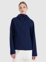 4F Kurtka przejściowa membrana 5000 damska - granatowa XL. Niebieskie kurtki 4f, m, bez wzorów, z dzianiny, z kapturem. W wyprzedaży za 199.99 zł.