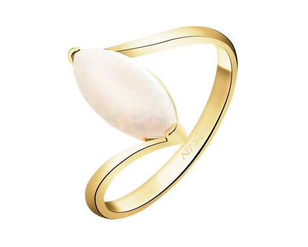 Złoty pierścionek z opalitem. Żółte pierścionki Apart, złote. Za 1,899.00 zł.