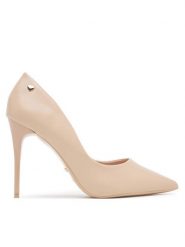 DeeZee Szpilki AB2-4503 Beżowy. Brązowe szpilki DeeZee, bez wzorów, ze skóry, bez obcasa, na szpilce, bez zapięcia. Za 139.99 zł.