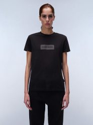 Napapijri Koszulka "Box Logo" w kolorze czarnym rozmiar: XS. Czarne bluzki Napapijri, xs, bez wzorów, z bawełny, bez kołnierzyka, bez ramiączek. Za 61.89 zł.