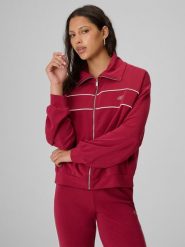 4F Bluza dresowa loose bez kaptura damska - burgundowa XS. Czerwone bluzy 4f, xs, bez wzorów, z dresówki, bez kaptura. Za 199.99 zł.